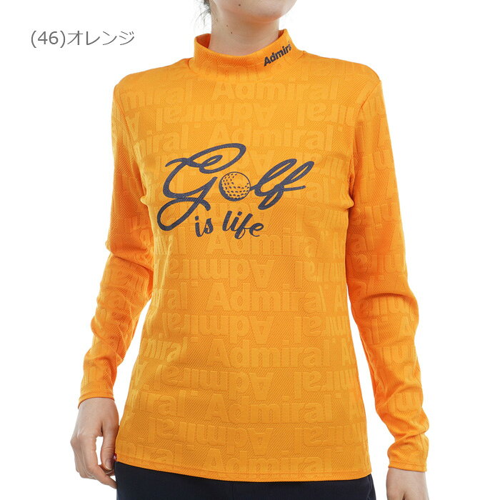 【当店在庫】アドミラルゴルフ ゴルフ&ロゴ ロングスリーブ モックシャツ レディース 秋冬 ゴルフウェア ADLA468