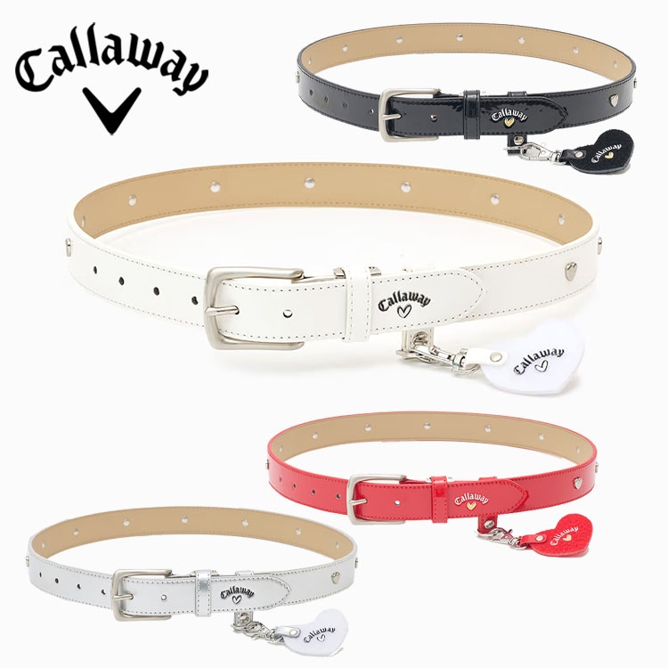 LOVE Callawayロゴ入りのハートチャームが揺れる、キュートなグローブキャッチャー付きベルト。 ハート型のグローブキャッチャーは取り外しが可能なので、スカートのベルトループやお手持ちのバック等にも装着可能です。 エナメルのベルト本体にはハートのかしめがあしらわれ、細部まで女性らしいデザインにこだわりました。 女性らしさとスポーティーさを兼ね備えた、ゴルフシーンを華やかに彩るベルトです。　 ハート型グローブキャッチャー付き（取り外し可） ベルト巾：30mm 全長100cm カット可 素材: 本体 合成皮革 付属 ポリエステル 商品サイズ（仕上がり寸法） FR: 全長 100cm / 幅 3cm / 最小ウエスト 77.5cm(カット可能) / 最大ウエスト 90cmメーカー希望小売価格はメーカーサイトに基づいて掲載しています