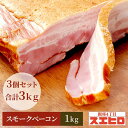 スモーク ベーコン ブロック 1kg×3個 セット (自宅用) スエヒロ 桜チップ 燻製 お礼 食べ物 高級 お取り寄せ 贈り物 ギフト お返し 手土産 グルメ