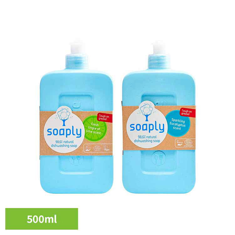 ソープリー ディッシュソープ 500ml ソープリー soaply ヴィーガン Ecocert キッチン洗剤 食器 リサイクルボトル 植物由来 生分解性 ライム アメリカンディールスコーポ　フレッシュティングルオブライム スパークリングユーカリ 【B】