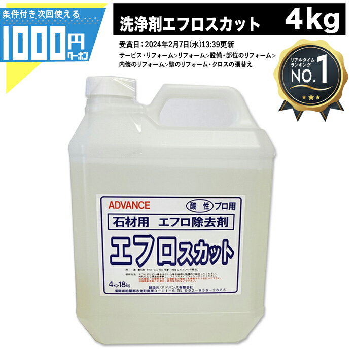 1000円クーポン付 業務用 法人様宛限定 エフロスカット 4kg アドバンス 石材用 白華専用 白華対策