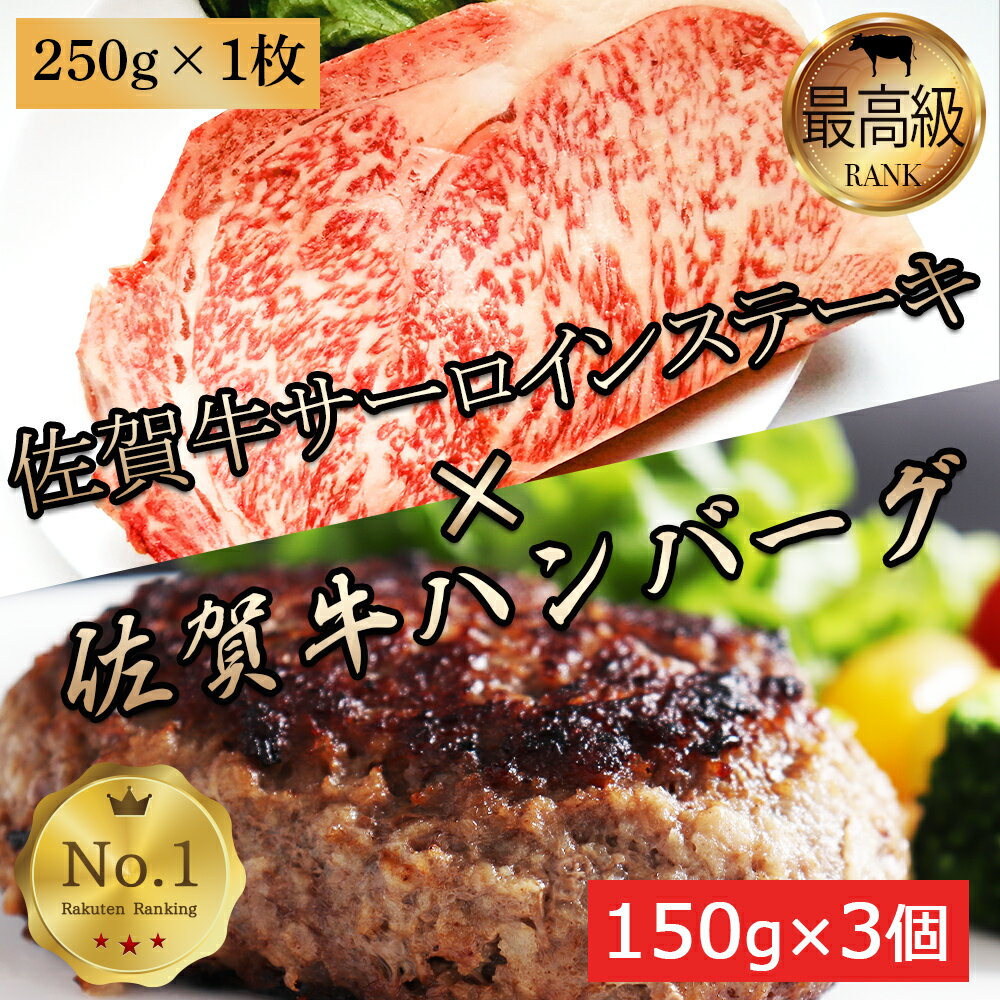お肉 ギフト 佐賀牛 ハンバーグ 150g 3個 サーロインステーキ1枚 250g セット サーロイン 最高級 インスタ 映え キャンプ おもてなし 家飲み 女子会 BBQ 父の日 サイコロ ステーキ お試し 単品 A5
