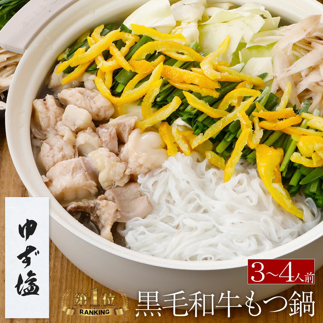 ＼あす楽／【ゆず塩】博多もつ鍋 がばい 黒毛和牛もつ鍋セット（3～4人前/600g）贈答 贈り物 高級 ギフト 鍋パーティー 宮崎県産 生ゆず 柑橘 さっぱり 即日 翌日 宅鍋 もつ鍋 スープ お取り寄せグルメ 牛もつ 博多モツ鍋 お祝 2024のサムネイル