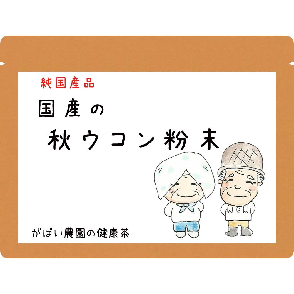 国産 秋ウコン粉末 100g【ウコン粉末/ウコンパウダー/うこん粉末/送料無料/ウコン粉末/栽培期間中農薬不使用/健康食品/がばい農園/健康茶/手作り/昔ながらの手作り製法/国産/1袋はポスト投函/2袋以上で宅急便】 1