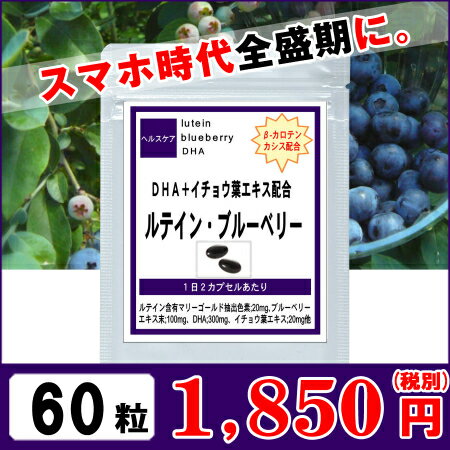ルテイン＋ブルーベリー 60粒(約1ヶ月分) 【サプリメント サプリ 目 眼 目の健康 ルテイン ブルーベリー DHA カシス イチョウ葉エキス βカロテン 健康 健康食品 美容 健康サプリメント 健康サプリ】【ポイント消化】 通販 新生活 バレンタイン格安通販　バレンタイン　人気　ランキング