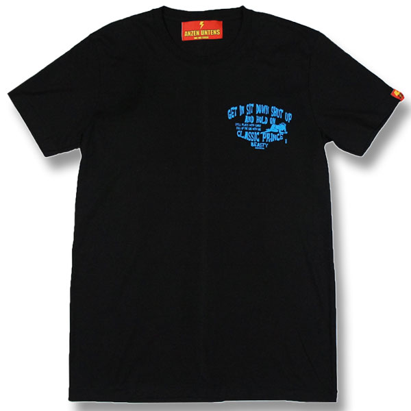 【S】【M】【L】アメカジ バイカー 旧車Tシャツ【クラシックプリンス 黒】(半袖Tシャツ)ANZEN UNTENS アンゼンウンテンズ メンズ 綿 グロリア 縦目 A30型系 安全運転 バックプリント 日産 ハーレー