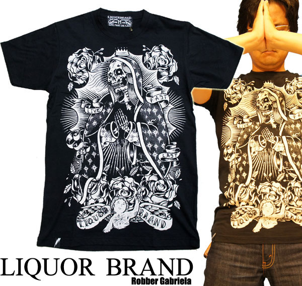 (リキュールブランド)【LIQUOR BRAND】メンズTシャツ 聖なるスカルマリア 【メンズ ロックンロール パ..