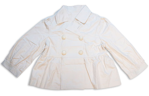 レディース ジャケット 春夏 ダブルボタン アイボリー ボタン開閉 短め SからM程度 小柄 裏地なし