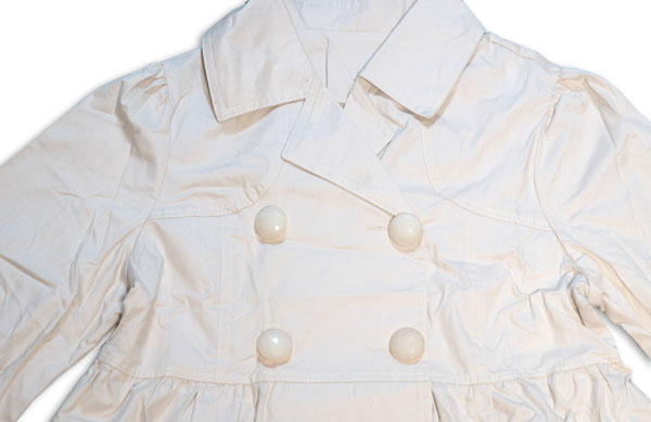 レディース ジャケット 春夏 ダブルボタン アイボリー ボタン開閉 短め SからM程度 小柄 裏地なし