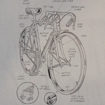 オモシロTシャツ・ロードバイク・製品図！？【半袖】Bicycle Road bike 自転車 クロスバイク おもしろTシャツ サイクル