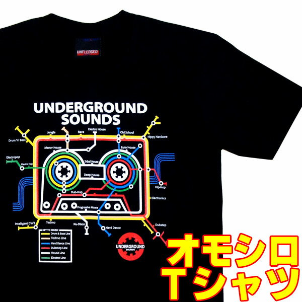 【M】【L】【XL】 おもしろTシャツ UNDERGROUND SOUNDS アンダーグラウンドサウンド【半袖】カセットテ..