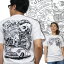 【M】【L】【XL】バイカーTシャツ・JUNK OLD SCHOOL・ジャンクオールドスクール(半袖Tシャツ)白 ロック リーゼントスカル ロカビリー オールドスクール FLH ハーレー アメカジ バイカー ストリート メンズ レディース 男性 女性