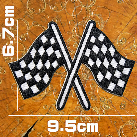 刺繍 アイロン ワッペン パッチ アップリケ【チェッカーフラッグ】レース f1 ゴール 旗 アメカジ アメ..
