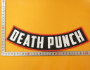 大きな刺繍アイロンワッペン アップリケ パッチ【DEATH PUNCH デスパンチ 死のパンチ】大きい バイカー 字 英語 革ジャン 革ベスト エンブレム Emblem Patch 大人向け 背中