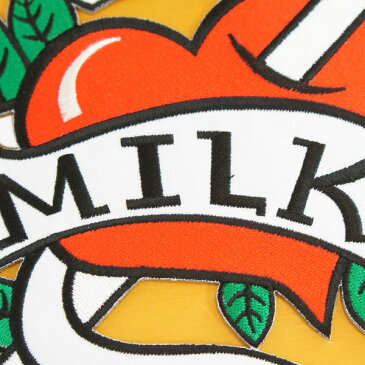 大きな刺繍アイロンワッペン アップリケ パッチ【LOVE MILK タトゥー柄】ハートに骨 入墨柄 オールドスクール ニュースクール サイコビリー ロック 革ジャン 革ベスト エンブレム Emblem Patch 大きい 大人向け