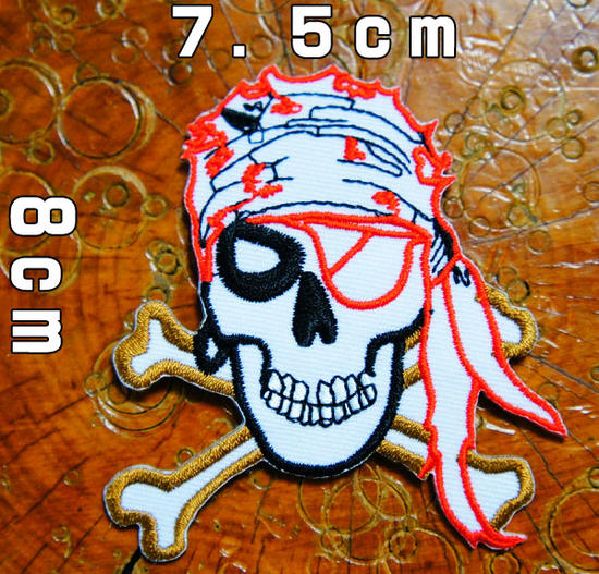 刺繍アイロンワッペン・アップリケ・パッチ【スカル砂漠の戦闘員】ドクロ 骨 ロック パンク メタル ア..