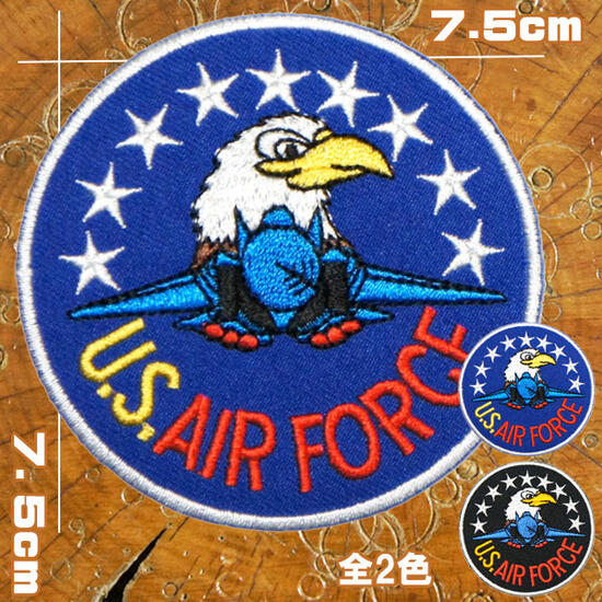 全2色 刺繍 アイロン ワッペン【US AIR FORCE ファイティングイーグル】アメリカ 空軍 軍物 usエアフォース ミリタリー サバゲー 軍服 糊付き アップリケ パッチ 米軍 wappen patch