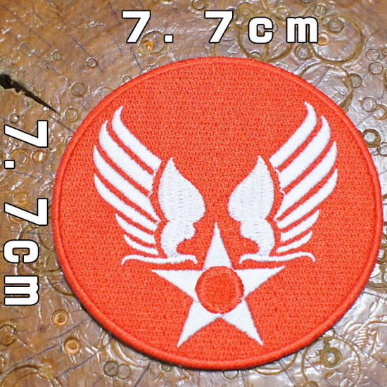 刺繍 アイロン ワッペン【USアーミーエアフォース アメリカ陸軍航空軍】赤 直径7.7cm USAAF 軍物 米軍 ミリタリー MA-1 アメリカ空軍 丸 サバゲー サバイバルゲーム アイロン接着 手芸 糊付き 装飾材料 雑貨 グッズ 通販 アメカジ wappen patch