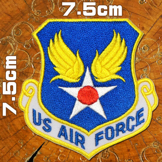 刺繍アイロンワッペン【US AIR FORCE・スターウィング シールド型】B-29 戦略爆撃機部隊 青 エアフォース 軍物 ミリタリー アメリカ 空軍 米空軍資材コマンド 糊付き 通販 米軍 wappen patch