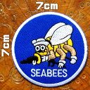 ミリタリーワッペン【SEA BEES アメリカ海軍 建設工兵隊】蜂 海 丸 青 US NAVY アメリカ海軍 トップガン USネイビー 軍物 アメカジ 刺繍アイロン アップリケ パッチ サバケー サバイバルゲーム 軍服 米軍 wappen patch