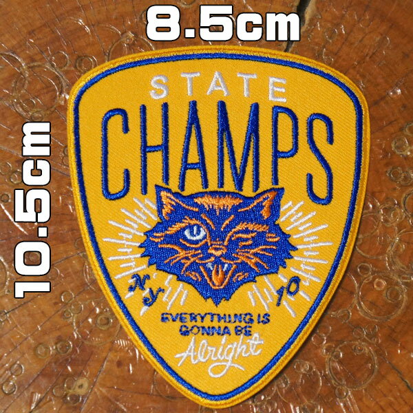 アメカジワッペン 刺繍【STATE CHAMPS 州のチャンピオン】猫チャンピオン アメリカ 猫 ねこ 刺繍アイロン アップリケ パッチ DIY 刺繍ワッペン wappen patch