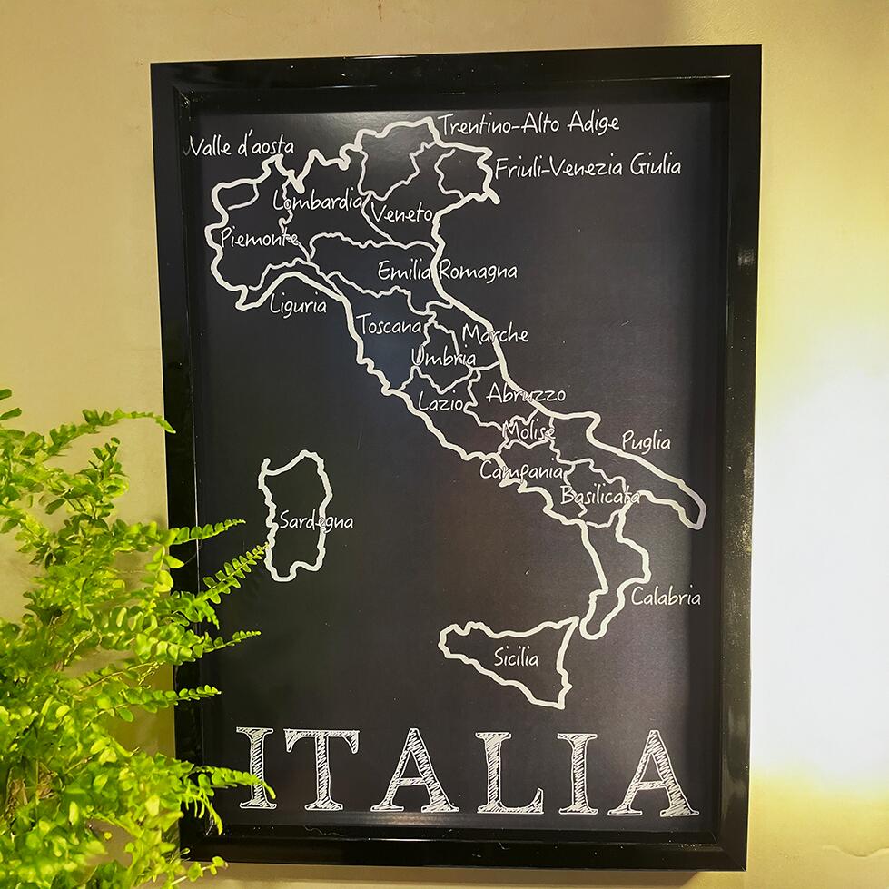 イタリアポスター ミッドナイトブルー イタリア地図 A3 おしゃれ インテリア かっこいい 男前 グラフィ..