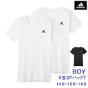 グンゼ アディダス ボーイズ2枚組Tシャツ Vネック 半袖 adidas 男の子 子供 ジュニア 肌着 インナー 着替え 吸汗速乾 白 黒 DRY ドライ スポーツ クラブ 部活 AP65702 AP65752 AP65802