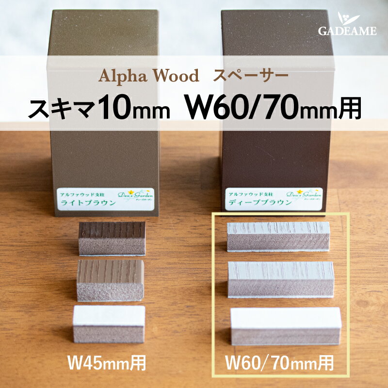 メーカーDea's Garden商品名スペーサーセット 10mmタイプ 対応ジョイント部品 W60/70材質表層部:超耐候性ASA樹脂 内部:ポリスチレン樹脂(リサイクル材)納期通常約3〜4日 ※品切れの場合は1ヶ月位かかる場合があります。注意事項※こちらの商品はメーカー直送品の為、代引きはご利用いただけません。 ※北海道・沖縄・離島・一部地域への発送には、追加料金がかかりますので、ご了承ください。アルファウッド横張りタイプ専用 スペーサーセットスペーサーはジョイント部品の幅（W）に合わせてお選びください。 (長さの単位:mm)アルファウッド横張りタイプの施工イメージデザイン性の高い施工も可能です。その他、オプションをご用意しています。 関連商品はこちら【送料無料】【ポイント2倍】ディーズガ...2,079円【送料無料】【ポイント2倍】ディーズガ...2,574円送料無料※アルファウッド横張りタイプ専...6,930円送料無料※アルファウッド横張り・縦張り...9,900円送料無料※アルファウッド板材 単品Dea's...4,455円送料無料※アルファウッド板材 単品Dea's...5,940円送料無料※アルファウッド板材 単品Dea's...3,465円送料無料※アルファウッド横張りタイプ用...9,900円