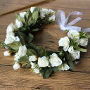 花冠 前撮り ヘッドドレス 花輪 前撮り ウエディング 造花 ホワイト/紫 かんむり 綺麗花冠★ドレス カチューシャ /造花 ブライダル /ナチュラル/花輪/...