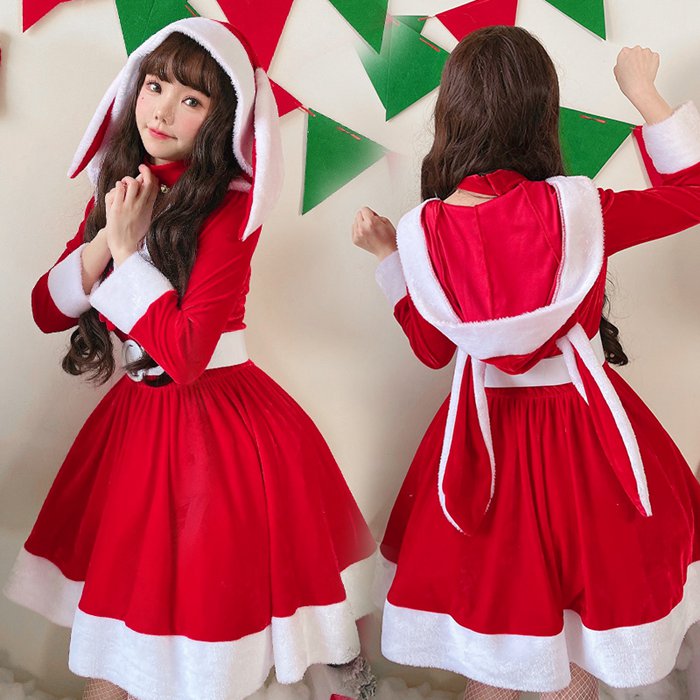 Rakuten - 【4点セット】サンタ コスプレ バニーガール セクシー 兎 兎耳 うさぎ キュート 可愛い サンタ コスチューム サンタコスプレ レディース サンタコス クリスマス コスプレ サンタ衣装 サンタクロース クリスマスコスチューム パーティー 余興 パーティ ミニスカサンタ 2022