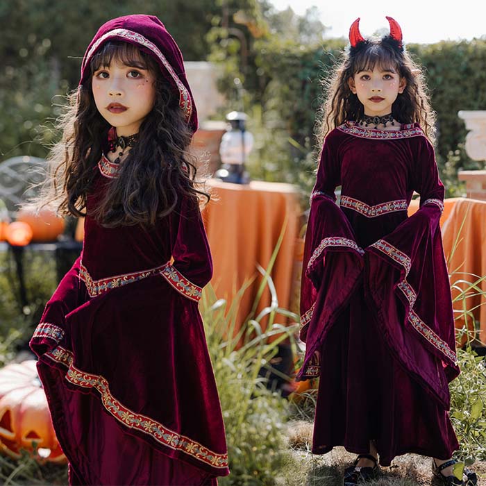 【10%OFFクーポン配布中】【あす楽】ハロウィン 仮装 子供 女の子 子供ドレス ハロウィン コスプレ 悪魔 ホラー ハロウィーン 衣装 ガール こども 中世ヨーロッパ貴族 吸血鬼 悪魔 中世紀 学園祭 宮廷装 仮装 Halloween コスプレ 学園祭 パーティー イベント用【即納】