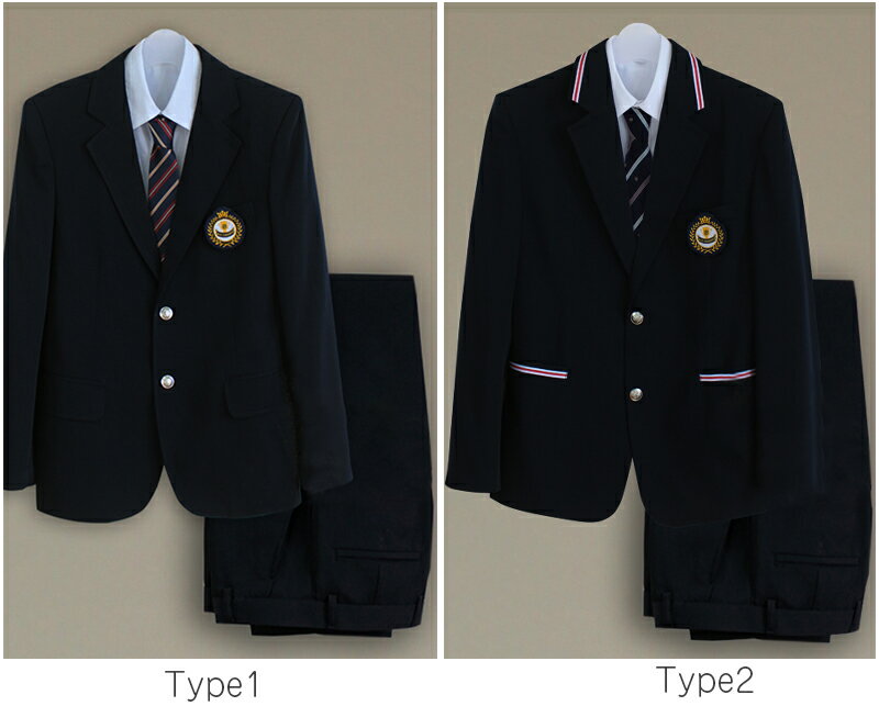 入学式 スーツ 卒業式 スーツ 大きいサイズあり 学生服 上下セット男子高生 制服 コスプレ【入学式】【卒業式】【男の子】【スーツ】 【制服】【フォーマル】 送料無料 ブレザー5点セット[ブレザー＋長袖シャツ＋バッジ＋ズボン＋ネクタイ]