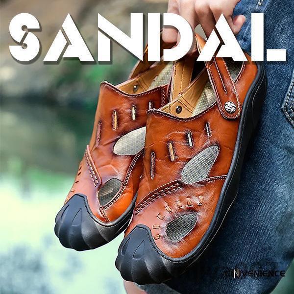 本革 コンフォートサンダル メンズ ビーチサンダル 本革サンダル 安い スリッパ つま先保護 歩きやすい お洒落 軽量 スポーツサンダル アウトドア 旅行 登山