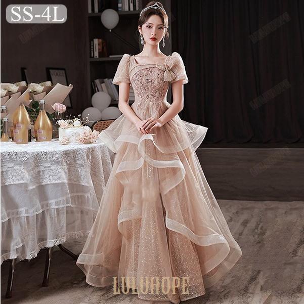 ドレス 大人 ピアノ発表会 ドレス 演奏会 結婚式 袖付き 大きいサイズ パーティードレス ロングドレスお呼ばれ可愛い