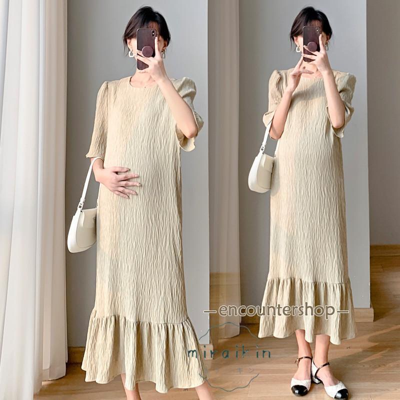 マタニティ ワンピース 五分袖 ロング レディース 夏 クルーネック 夏ワンピース 産前産後 ゆると 30代40代 妊娠妊婦 黒ワンピース 着痩せ フォーマル アジアン