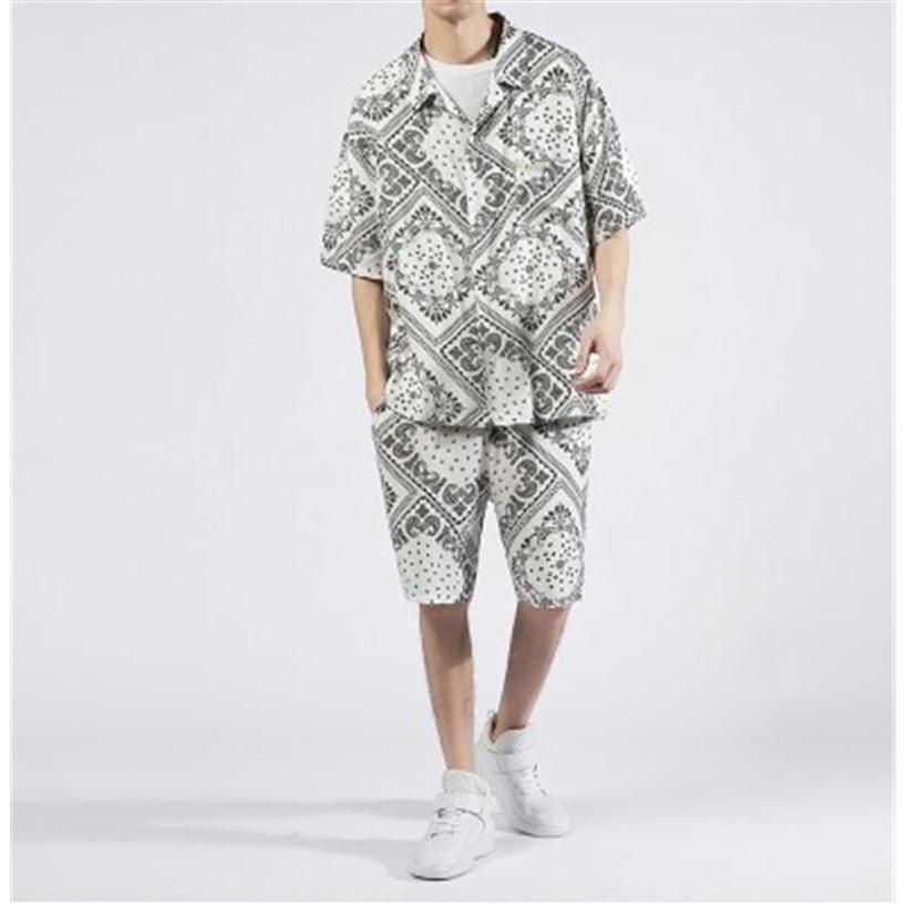 ペイズリー柄 セットアップ メンズ 夏物 上下セット ペーズリー柄 大きいサイズ バンダナ柄 バンダナ 涼しい 半袖シャツ ハーフパンツ ショーツ