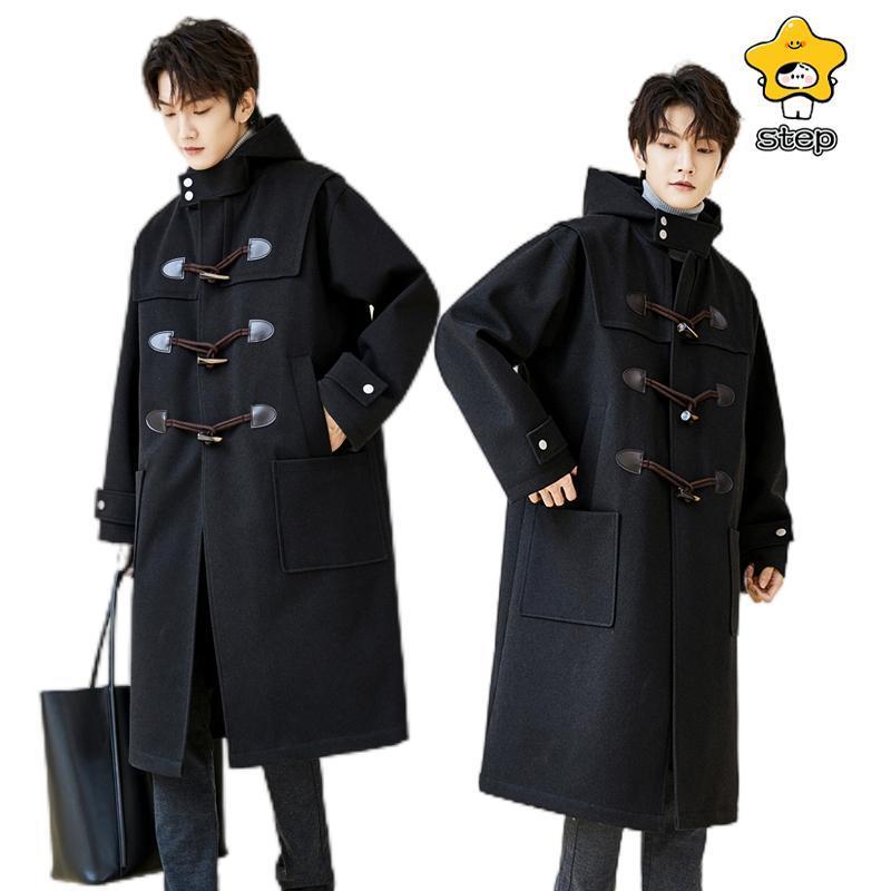 メンズ ダッフルコート ロング丈 学生 通勤 ビジネスコート 通学 大きいサイズ フード付き おしゃれ カジュアル 防風 保温 秋服 冬服 コート アウター