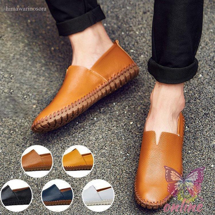 メンズドライビングシューズ 本革 牛革 メンズシューズ 柔らかい 滑り止め 春夏秋冬 スリッポン ローファー ローカット メンズ革 靴 紳士靴(4)