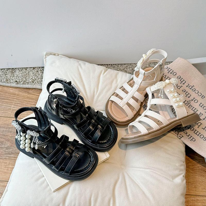 サンダル キッズ 女の子 無地 靴 滑り止め 春 夏 子供 ビーチサンダル オープントゥ パール シューズ 幼児 靴 滑り止め 軽量 子供用 サイドジッパー おしゃれ