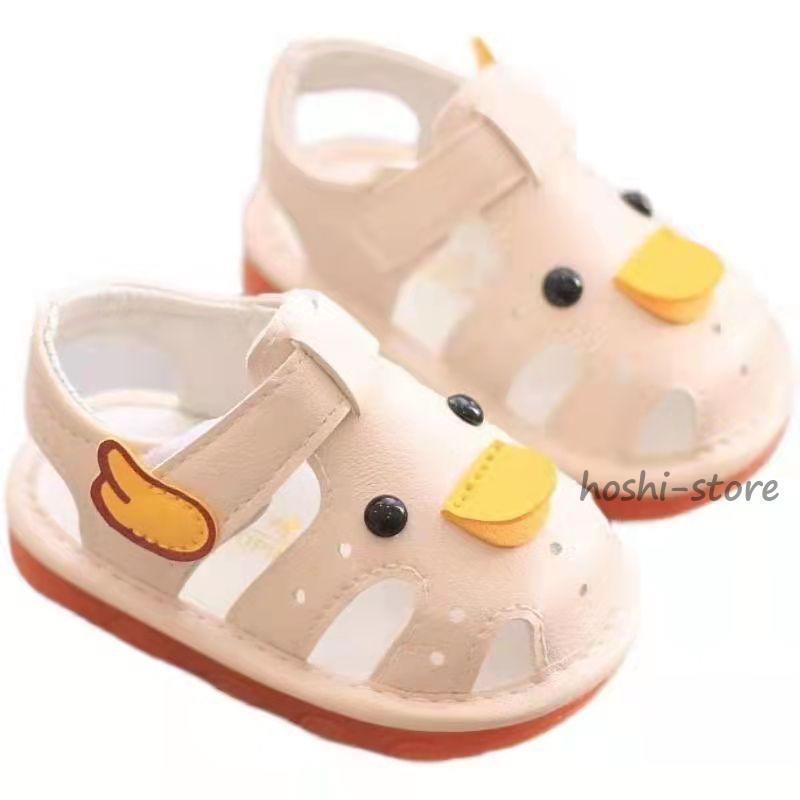 ベビーサンダル アヒル 笛付き靴 音が鳴る サンダル ベビーシューズ 笛付きサンダル 女の子 男の子 ファーストシューズ 11 12 13