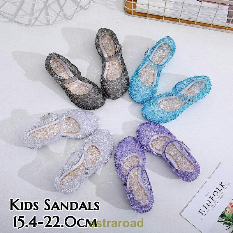ラバーサンダル ラバーシューズ ストラップシューズ ラメ 子供用 キッズ 靴 シューズ シースルー 透かしデザイン キラキラ おしゃれ 可愛い かわい 夏