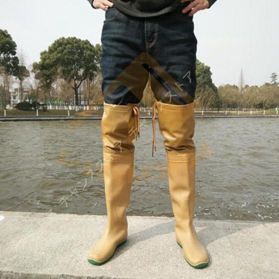 レインシューズ ロング レインブーツ 折りたたみ 防水 防滑 長靴 ヒップウェーダー 男女兼用 防水ズボン 防水長靴 川 海 浅瀬 田植え 漁業