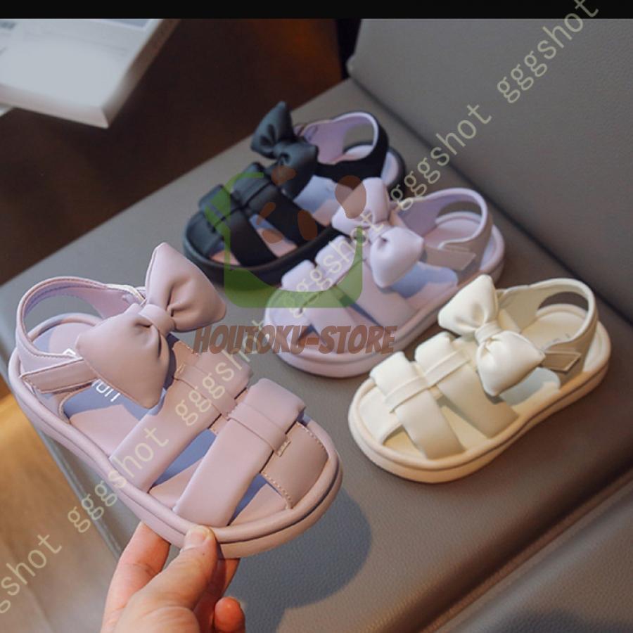 サンダル 女の子 子供 キッズ 厚底 サンダル おしゃれ 歩きやすい 小学生 つま先あり ぺたんこ ペタンコ ジュニア リボン付き サンダル かわいい 子供靴