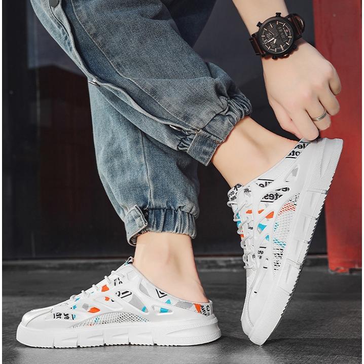 メッシュ 通気 かかとなし スニーカー メンズ カジュアル バブーシュシューズ フラット 履きやすい 軽量 スリッポン サボサンダル スニーカー クロッグ 夏用