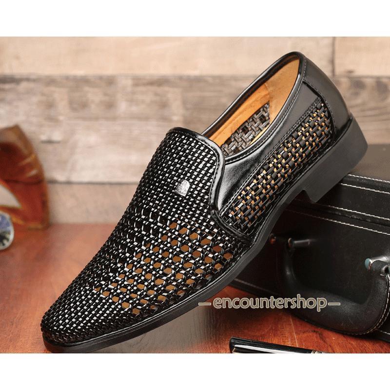 メッシュシューズ メンズ ビジネスシューズ レザー PU 合皮 通気性抜群 履き心地抜群 安定感 カジュアル アウトドア コンフォート 春夏 父の日
