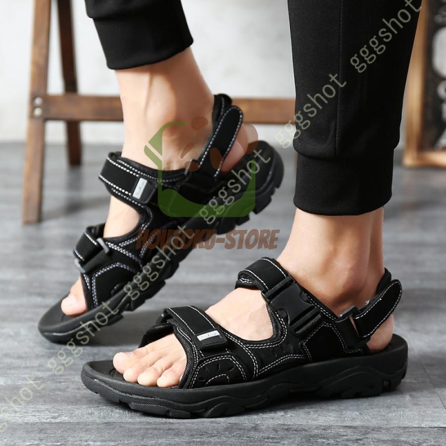 ビーチサンダル メンズ 歩きやすい おしゃれ コンフォートサンダル スポーツサンダル 幅広 フラットシューズ アウトドア オープントゥ ベルクロ 通気性