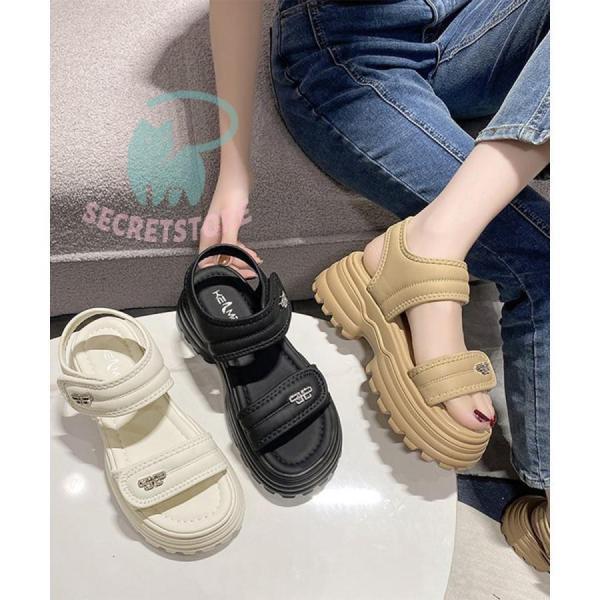 厚底ベルクロサンダル スポーツサンダル夏