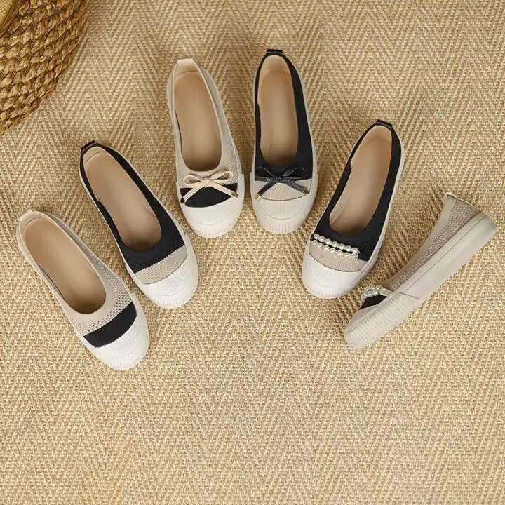 パンプス スニーカー カジュアル スリッポン 柔らかソール 春 夏 メッシュ デッキシューズ ラウンドトゥ 厚底 ぺたんこ靴 スリッポンシューズ ローヒール