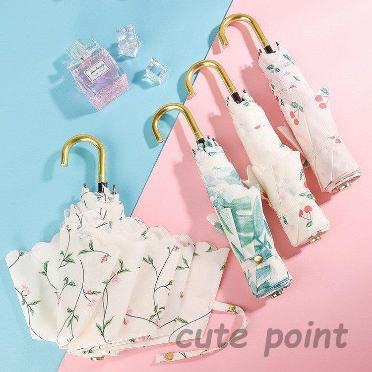 折りたたみ傘 レディース 可愛い 3段折りたたみ傘 UVカット 花柄 チェリー柄 紫外線対策 日傘 雨傘 晴雨兼用 折りたたみ傘 4色