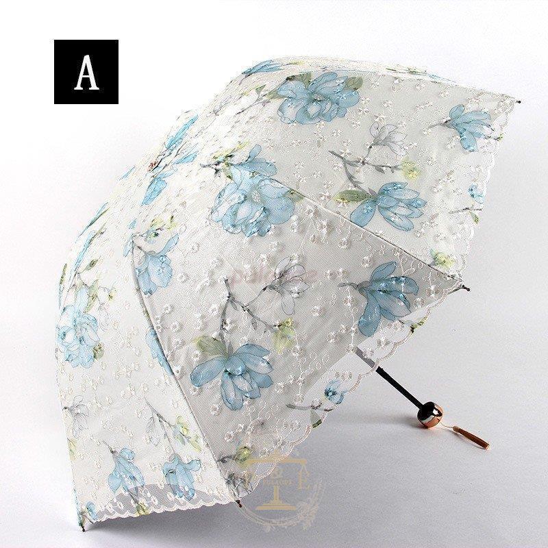 折りたたみ傘 レディース 日傘 雨傘 花柄 晴雨兼用傘 折りたたみ傘(3つ折) 刺繍 オシャレ 可愛い 女性用 レース 手動 傘袋付 8本骨 UVカット 紫外線対策